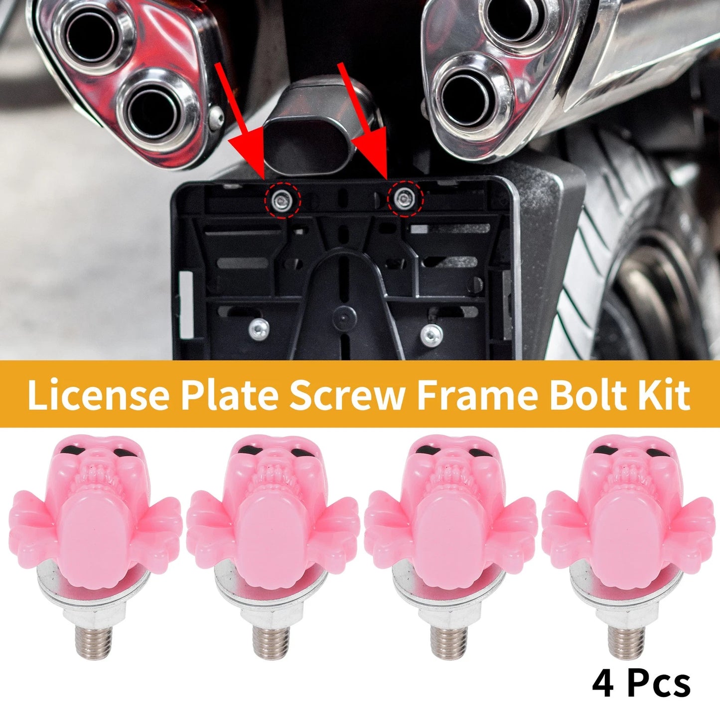 License Plate Screws Cover 38mm Al Alloy Pink 4pcs for Universal Motorcycle M6