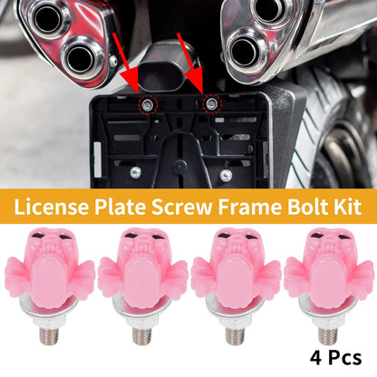 License Plate Screws Cover 38mm Al Alloy Pink 4pcs for Universal Motorcycle M6