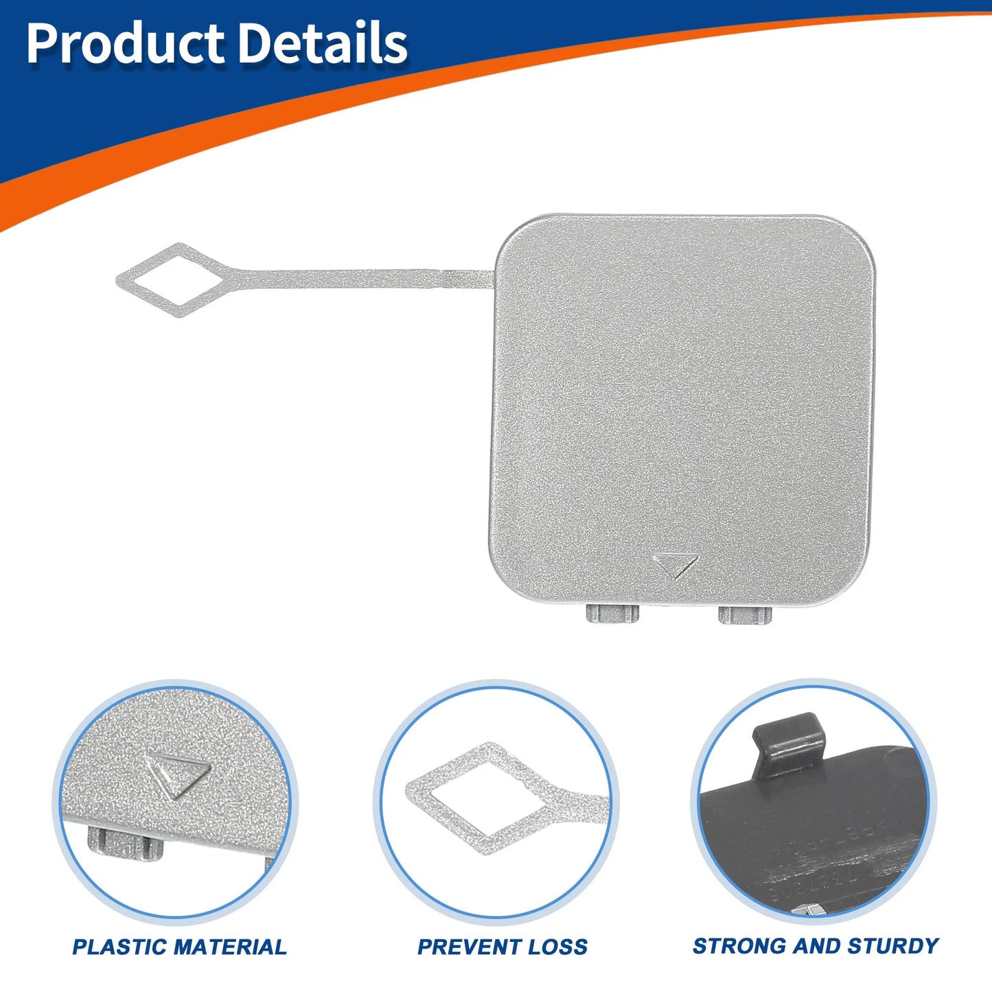 Rear Bumper Tow Hook Cover for BMW 530i 540i (2001-2003) Cashmere Silver