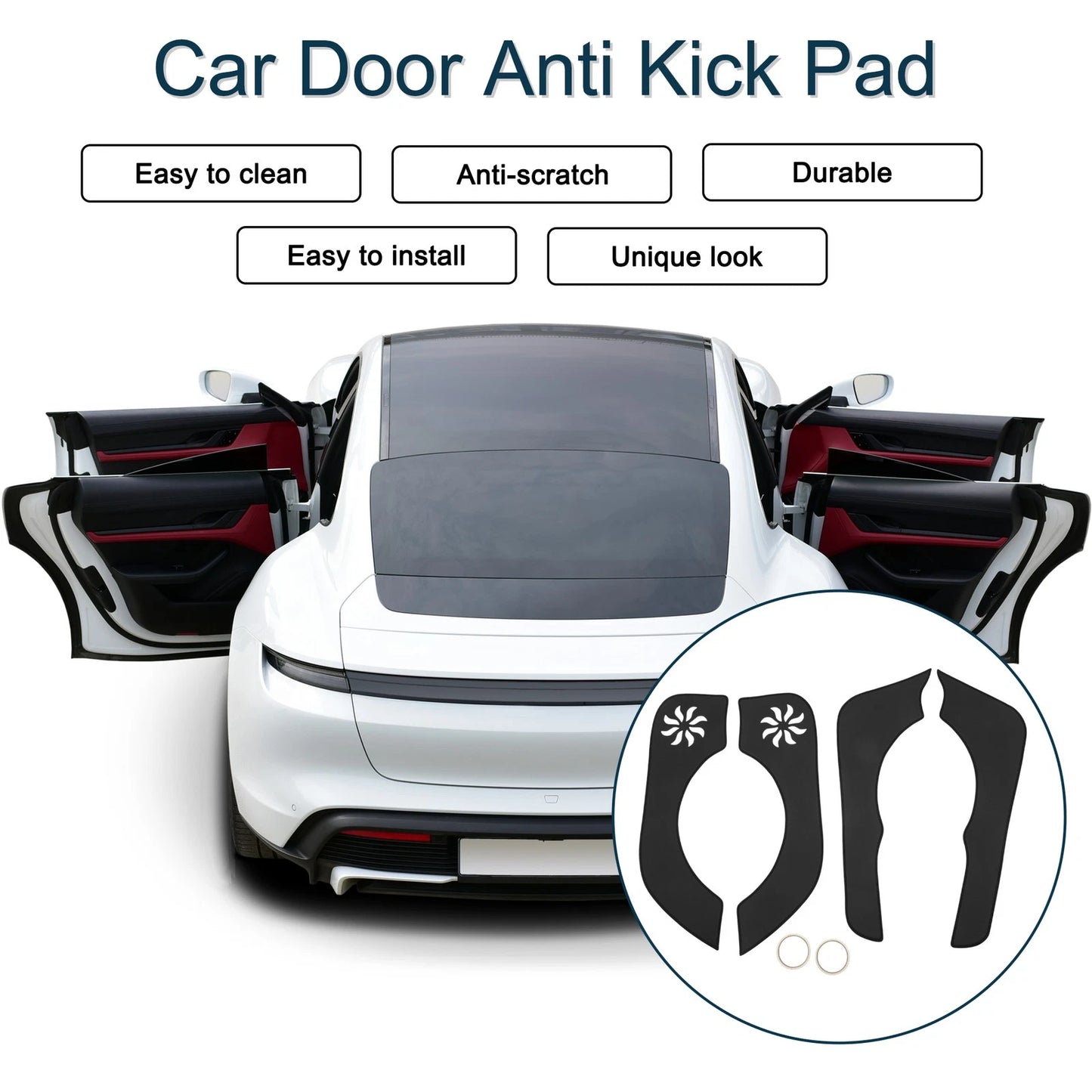 Car Door Anti Kick Pad Sticker Protector for Honda CRV (2012-2016) Black 1 Set