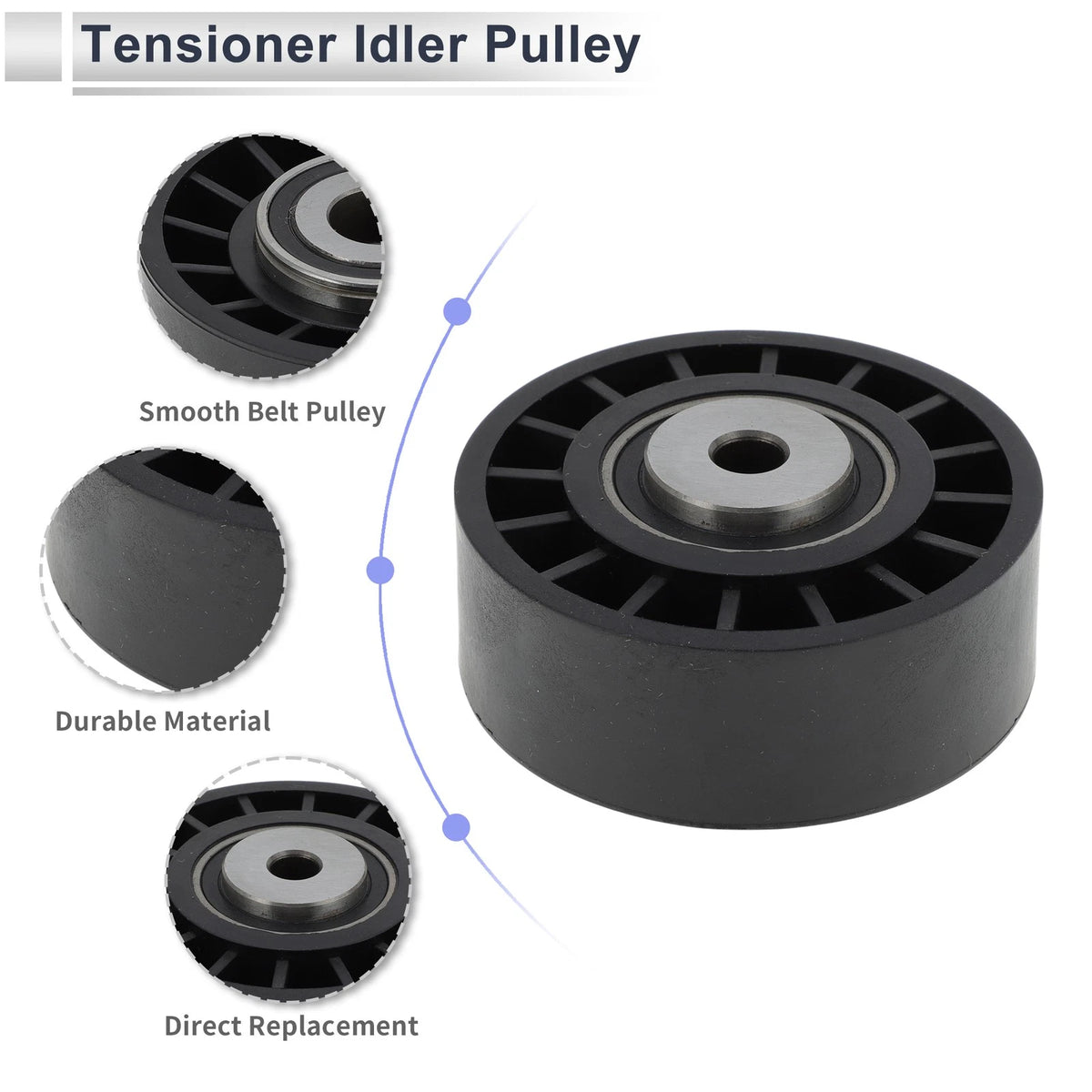 Drive Belt Idler Pulley for Mercedes-Benz C-Class (1995-2002) Black 1 x Pc