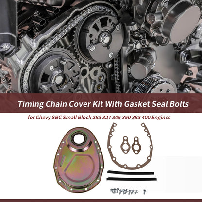 Timing Chain Cover Kit With Gasket Seal Bolts for Chevy SBC Small Block 283