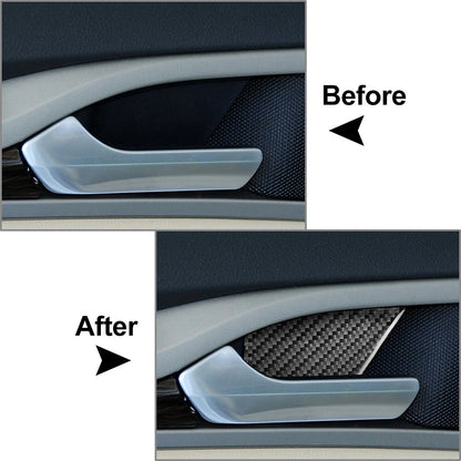 4 x Door Handle Bowl Panel Cover Trim for Ford Mondeo (2013-2019) Carbon Fiber Black