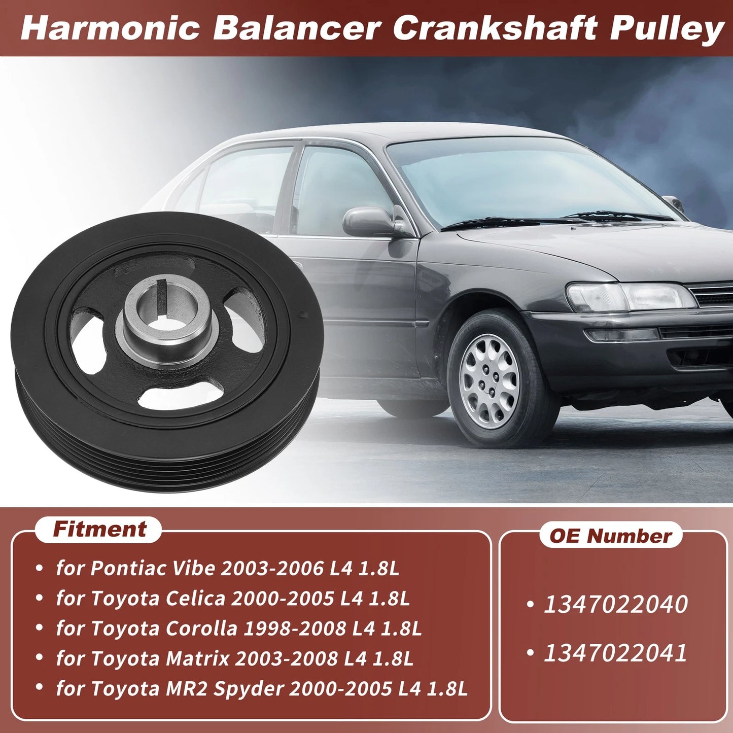 Harmonic Balancer Crankshaft Pulley for Toyota Corolla Matrix (2003–2013)