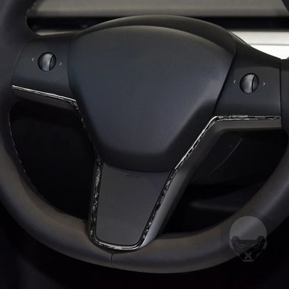 Forged Carbon Fiber Steering Wheel Frame Trim for Tesla Model 3/Y