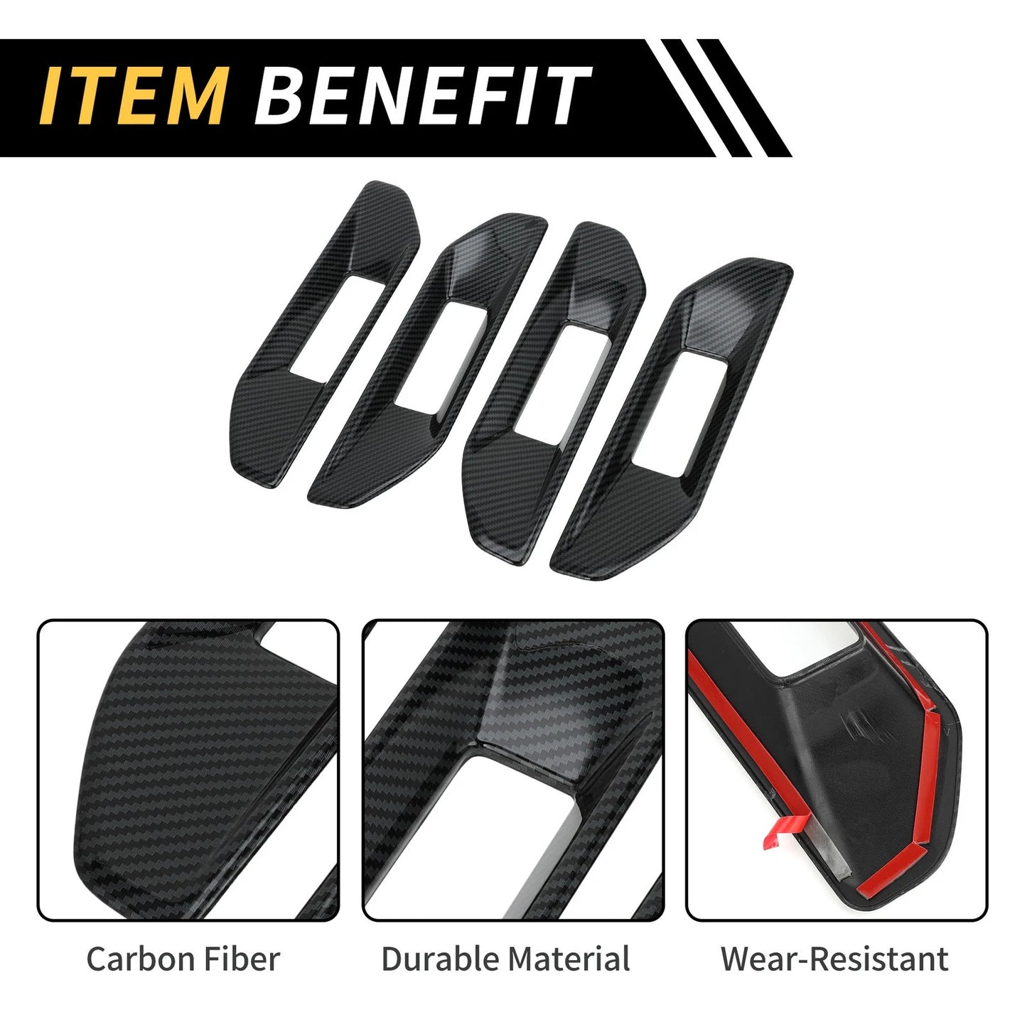 Carbon Fiber Door Handle Bowl Cover Trim for Ford Ranger (2023-2024)