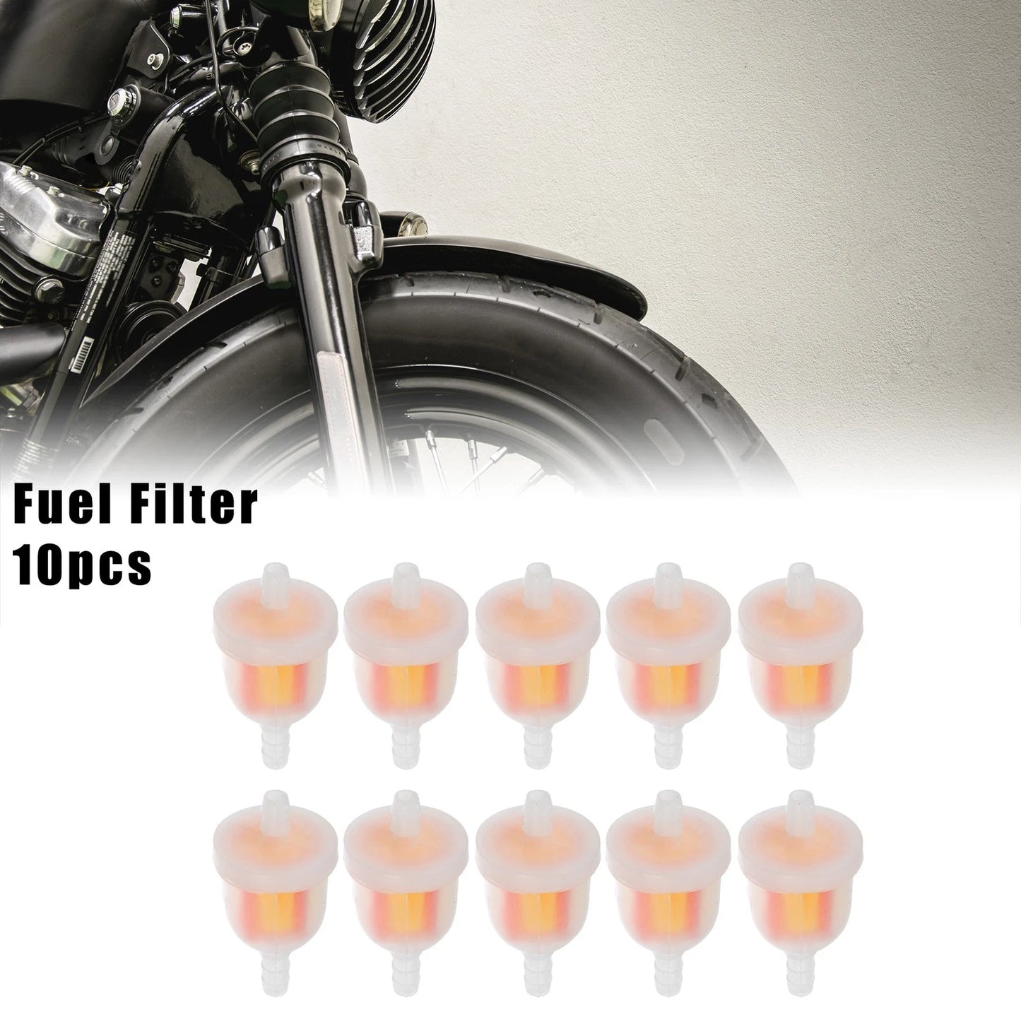 10 Pcs Clear Yellow Red Universal Fuel Filters for Motorcycle ATV Dirt Bike