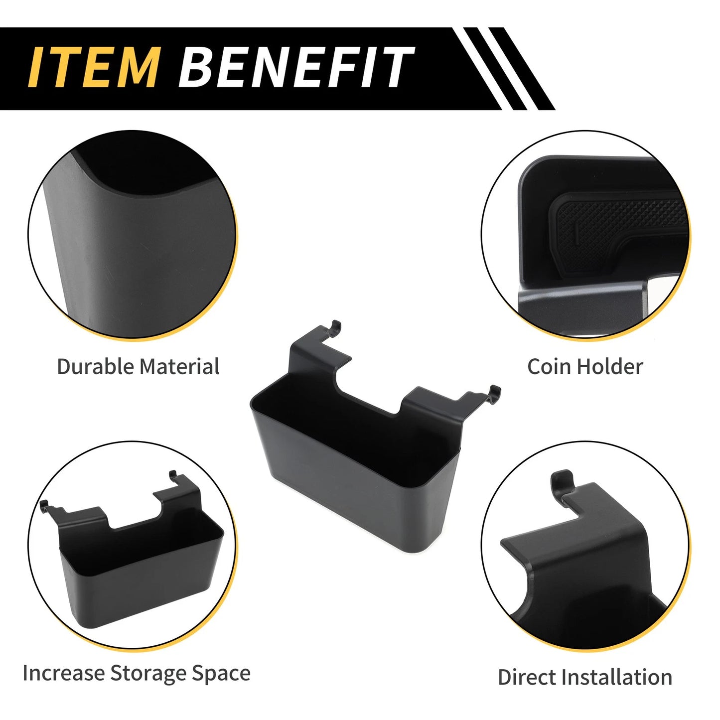 Center Console Organizer Tray for Jeep Wrangler JK JKU (2011-2018) Black