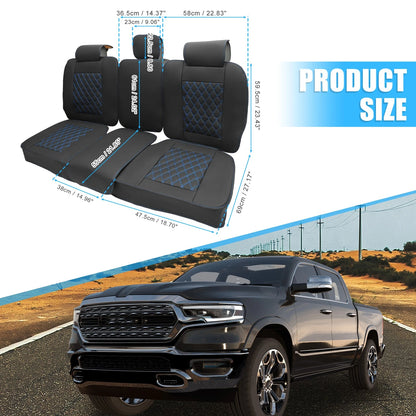 Seat Covers for Dodge Ram Rear Car Seat Protectors Pad Black Blue 3 Pcs