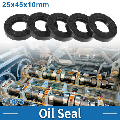 Oil Seal 25x45x10mm Seal Ring Rotary Shaft Nitrile Rubber Black 5 pcs