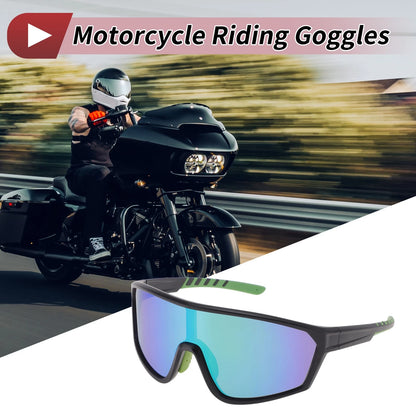 Motorcycle Riding Goggles Green Lens Black Green Frame Tri-Acetyl Cellulos