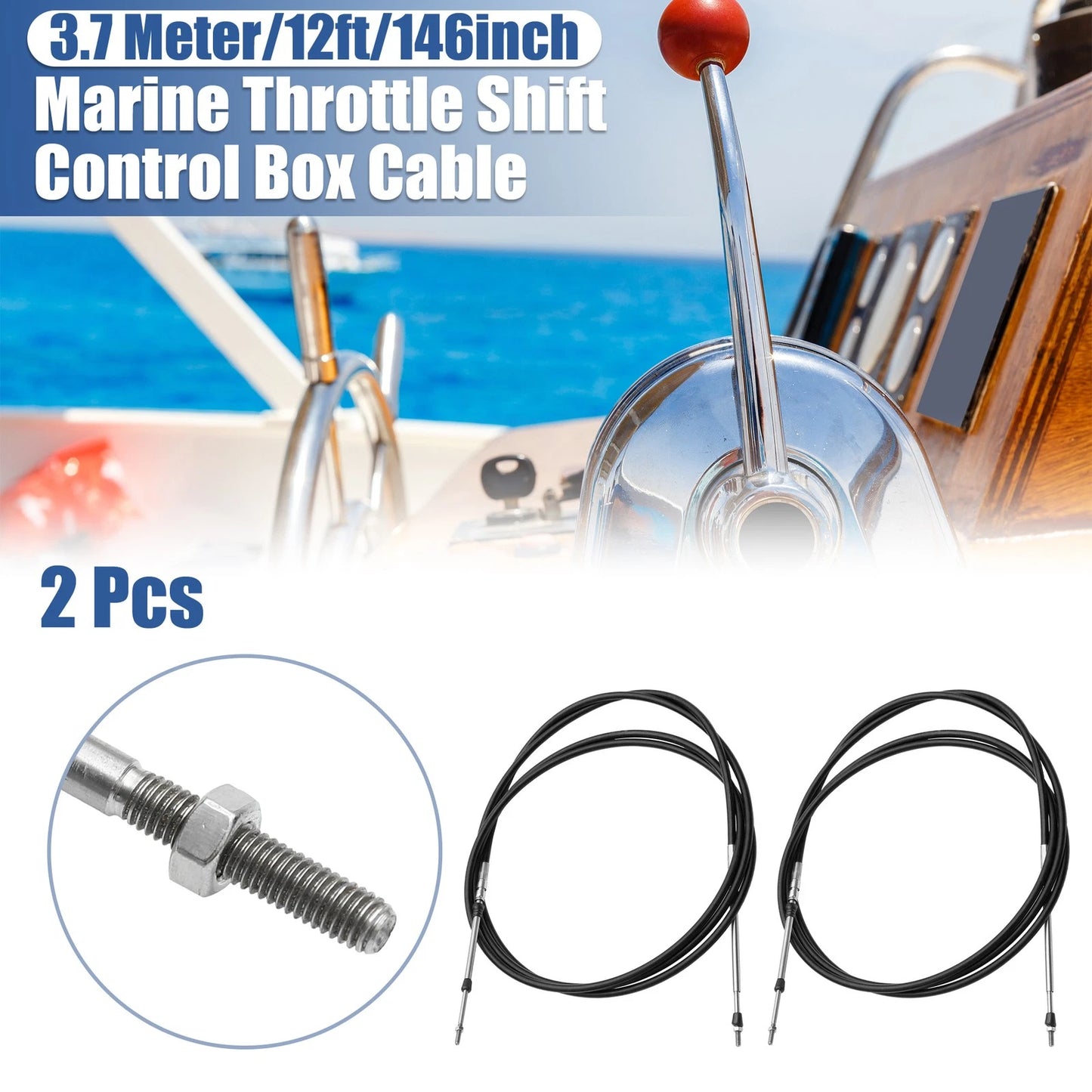 2 x 12ft Throttle Shift Remote Control Box Cable for Vehicle