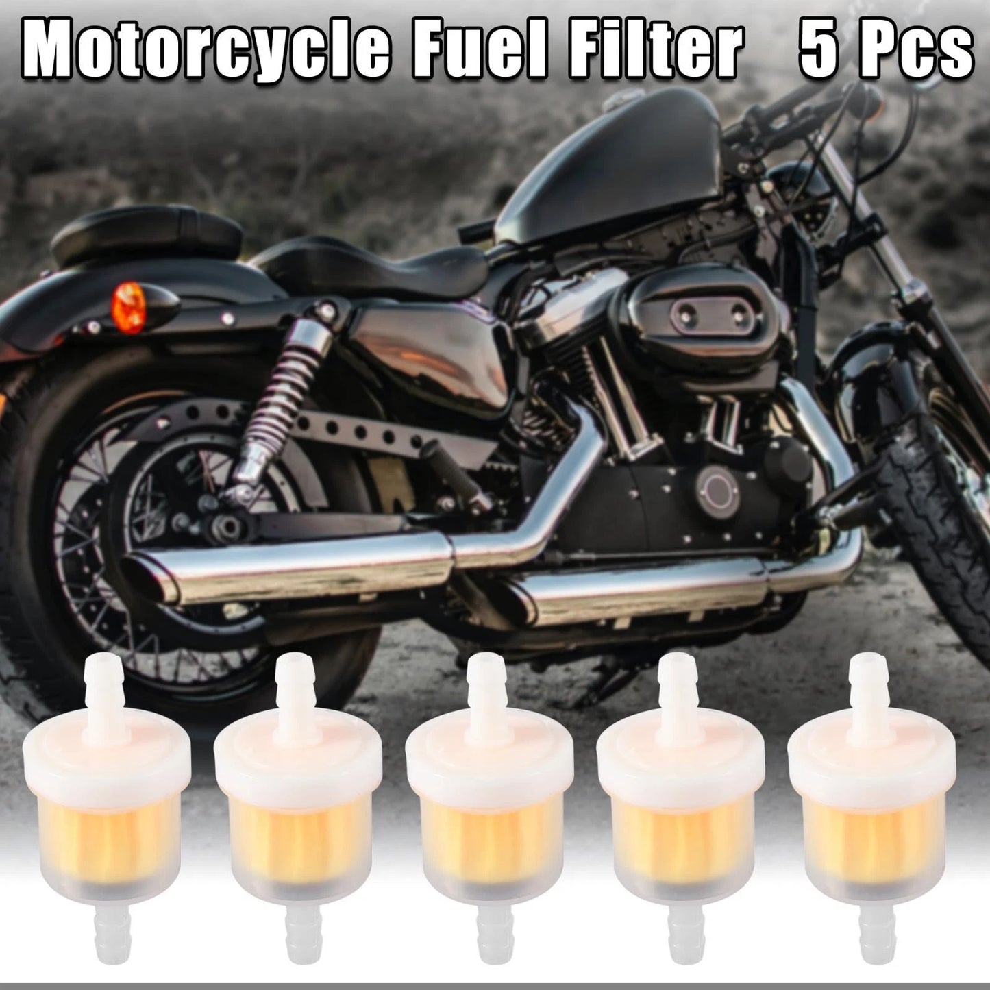 5pcs White Yellow Motorcycle Fuel Filters Gas Fuel Line Filter Magnet