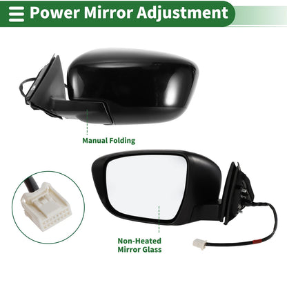 Left Side Door Mirror for Nissan Rogue 2014-2020 Manual Folding Black
