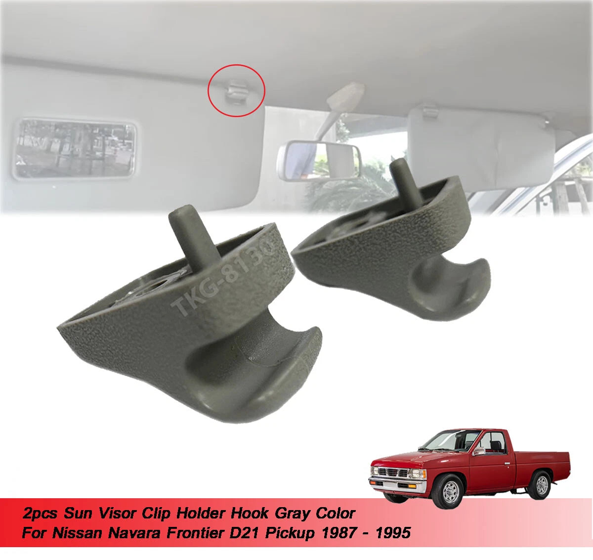 Sun Visor Clip Hook Gray for Nissan Navara Frontier (1987-1995)