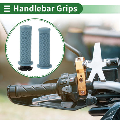 7/8" 22mm Hand Grips Cover Kit for Motorcycle TPU Gray Blue