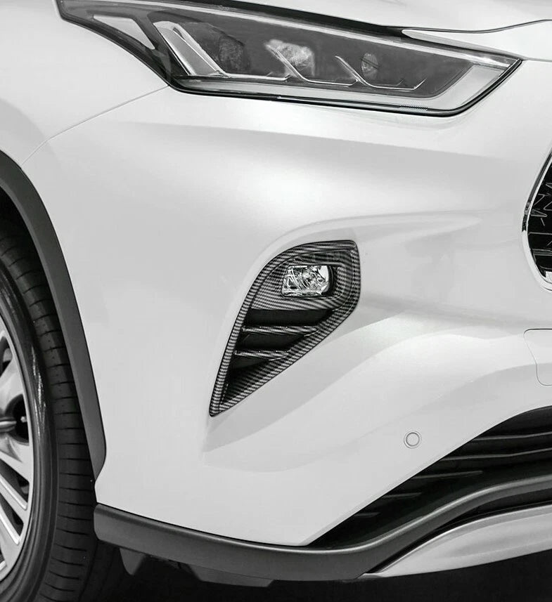Carbon Fiber Front Fog Light Lamp Covers for Toyota Highlander (2020-2023)