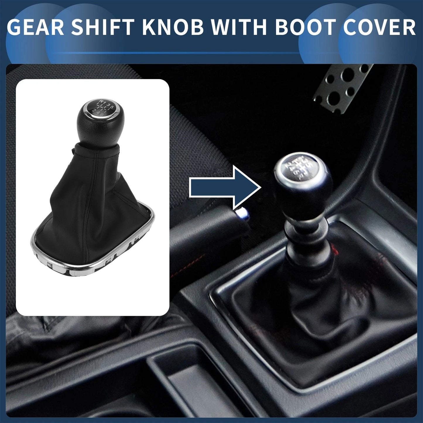 6 Speed Gear Shifter Knob & Cover for Chevrolet Cruze (2010-2015) Black