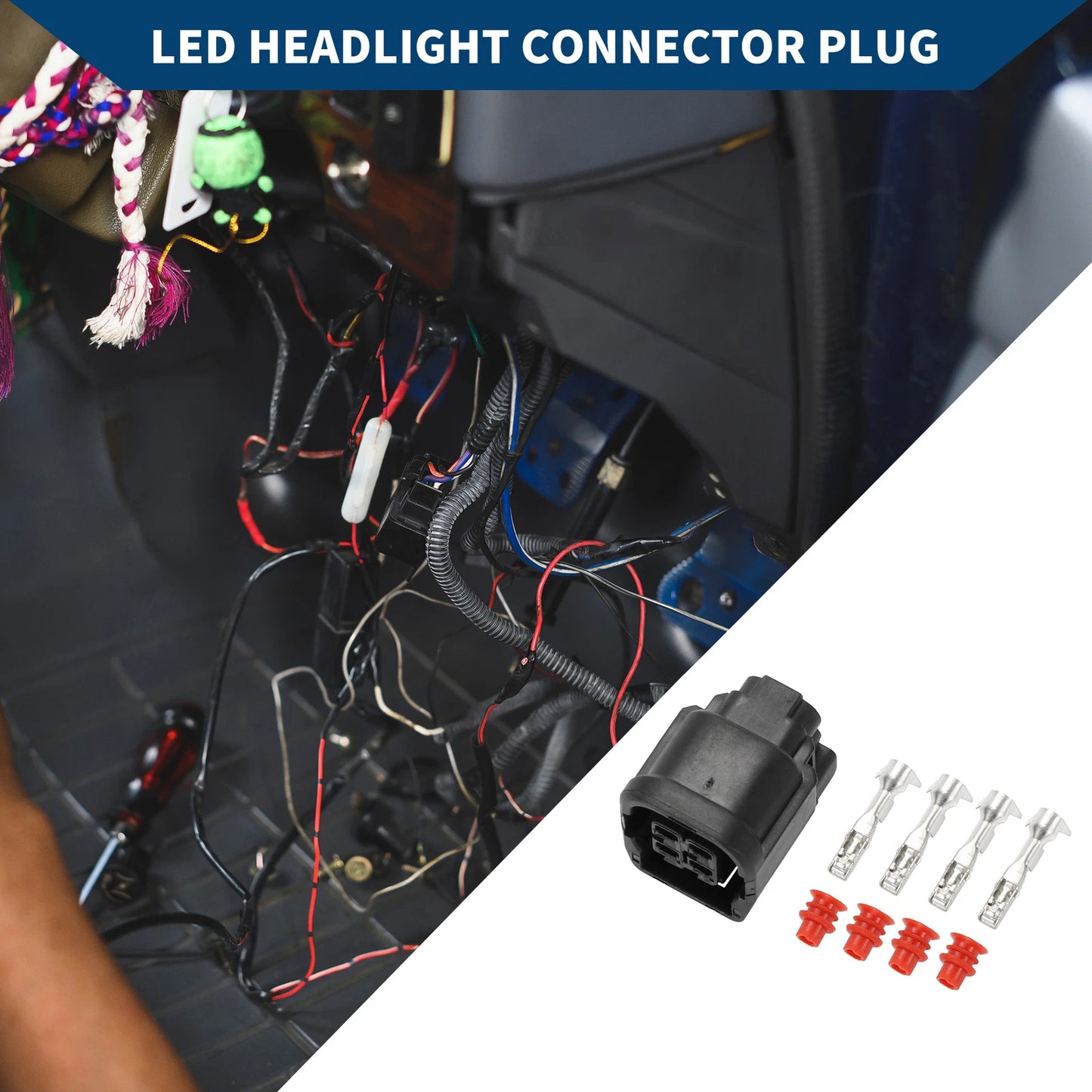 4 Pin LED Headlight Connector Plug for Honda