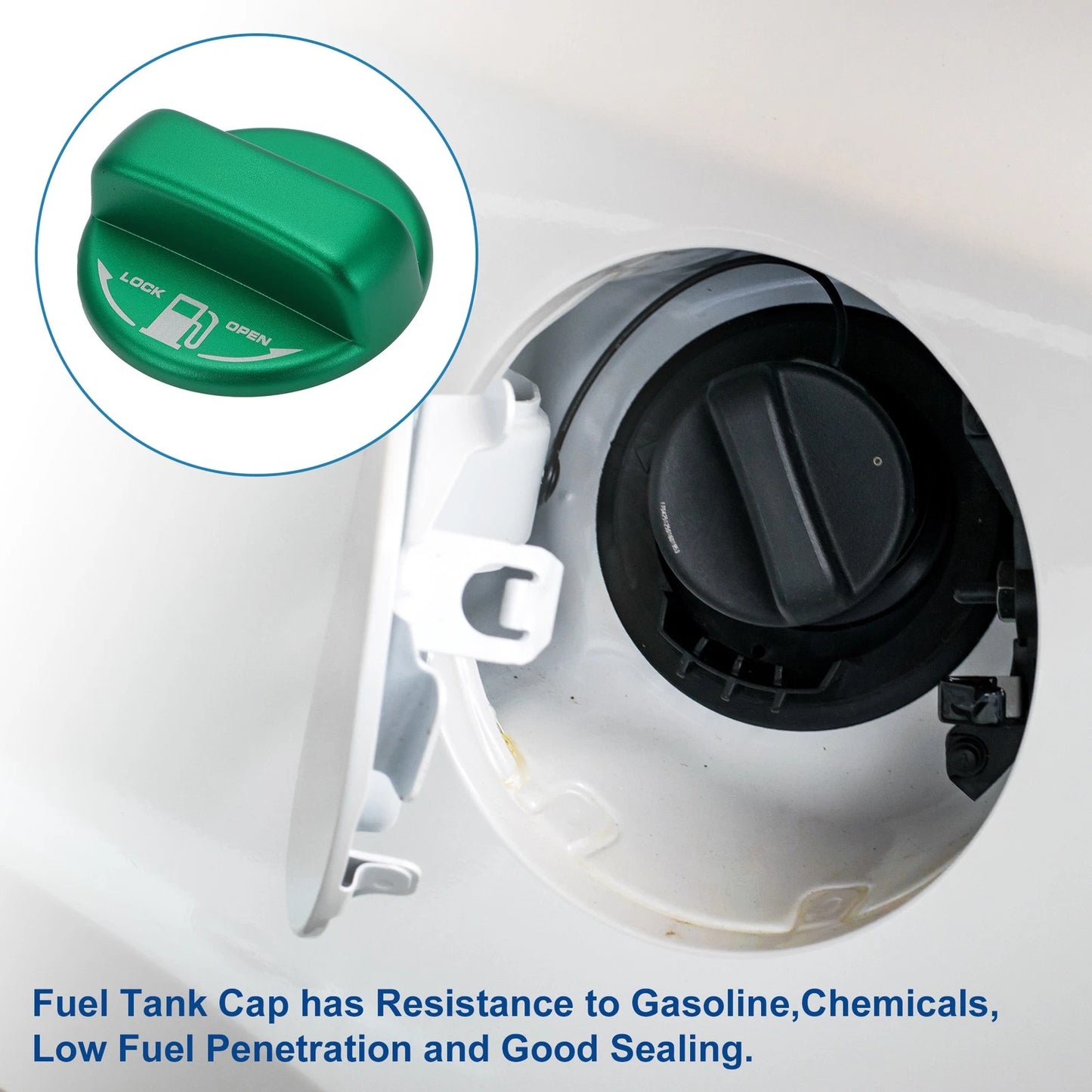 Metal Gas Fuel Tank Cap Cover Trim Sticker Green for Toyota Hiace (2005-2023)