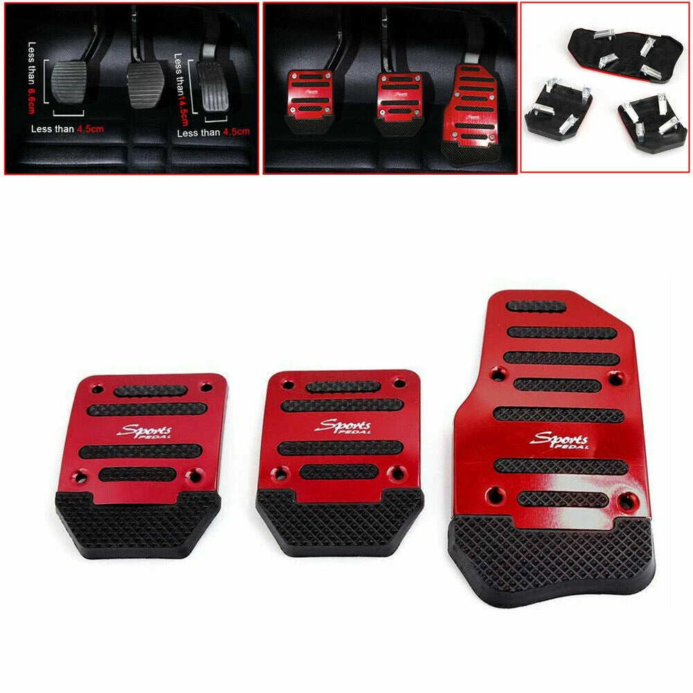 Red Non-Slip Gas Brake Foot Pedal Pad Cover for Car Accessories (3 pcs)