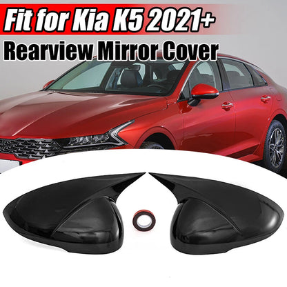 Glossy Black Rear View Wing Side Mirror Covers for KIA K5 (2020-2023)