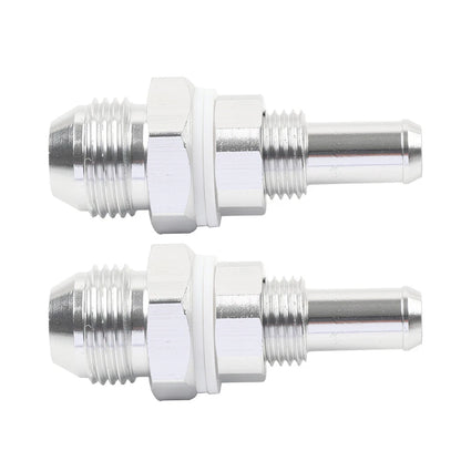 2 x 8AN Male Flare Bulkhead to 3/8" Hose Barb Fuel Tank Fittings for Universal