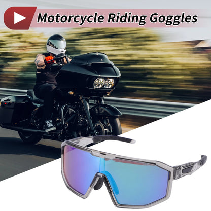 Riding Goggles Green Lens Gray Frame PC Cycling Sunglasses for Motorcycle