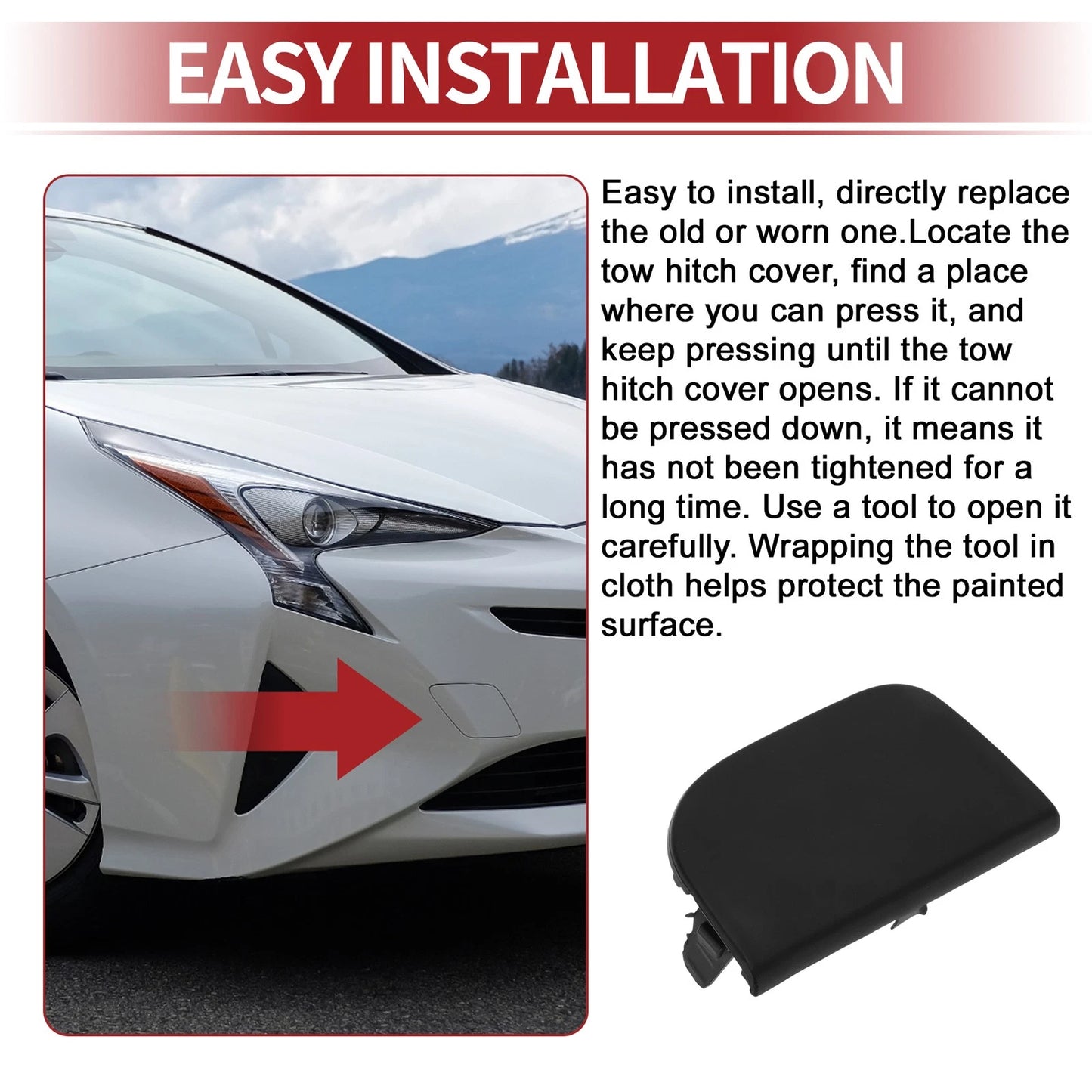 Right Front Car Tow Hook Cover for Toyota Avensis (2008-2011)