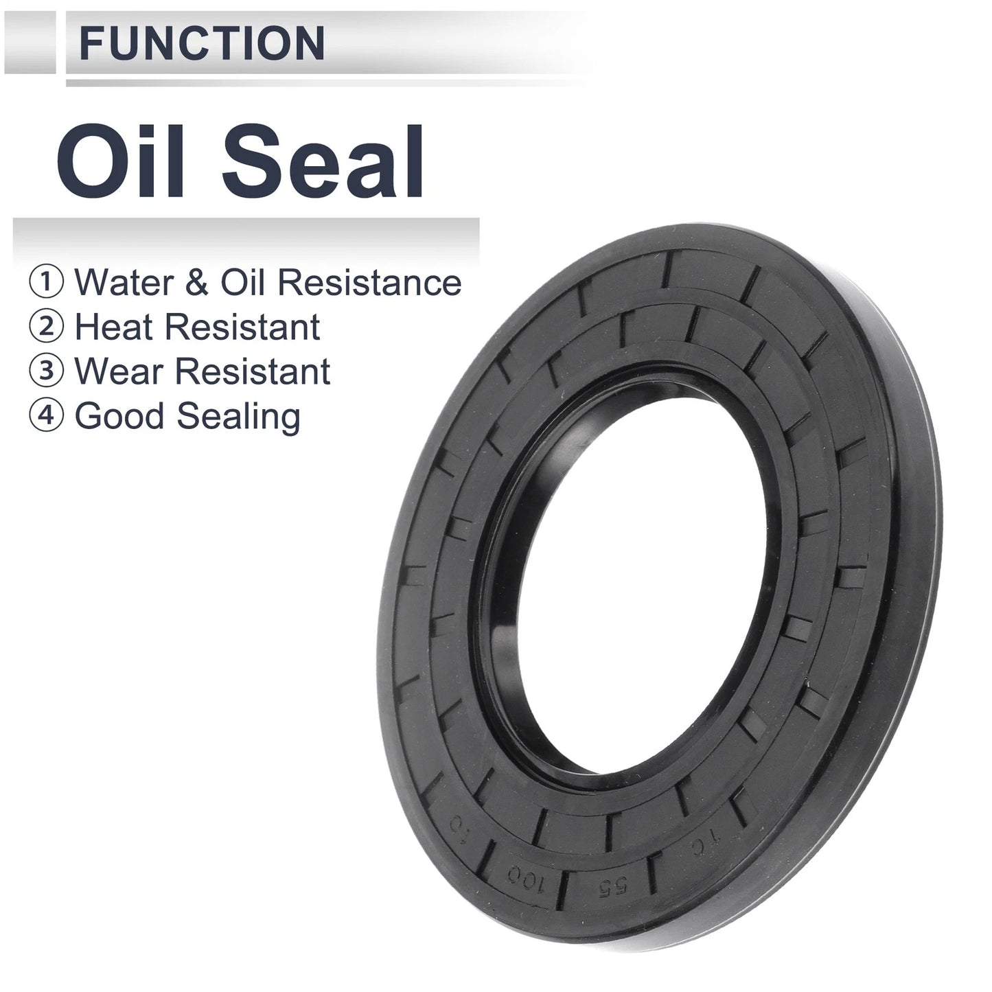 Oil Seal 55x100x10mm Rotary Shaft Seal Nitrile Rubber Black 5 Pcs