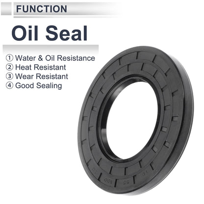 Oil Seal 55x100x10mm Rotary Shaft Seal Nitrile Rubber Black 5 Pcs