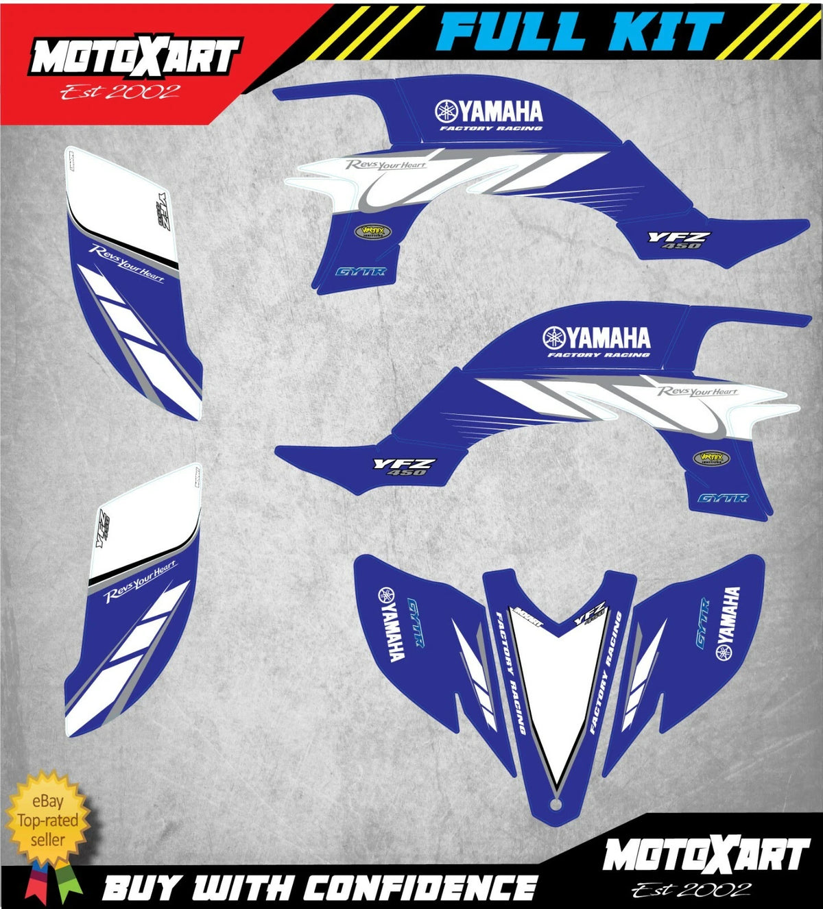 Yamaha YFZ 450R ATV 2003-2008 Factory Style Graphics Sticker Kit