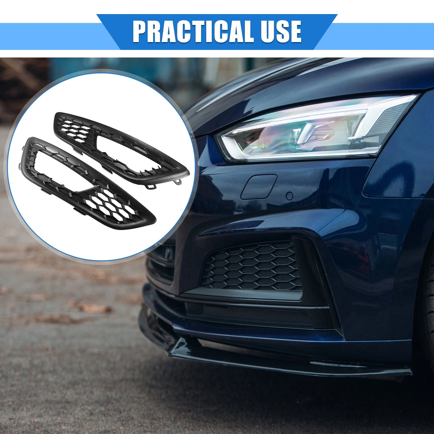 Front Bumper Fog Light Mesh Grille Cover for Ford Focus (2015-2017)