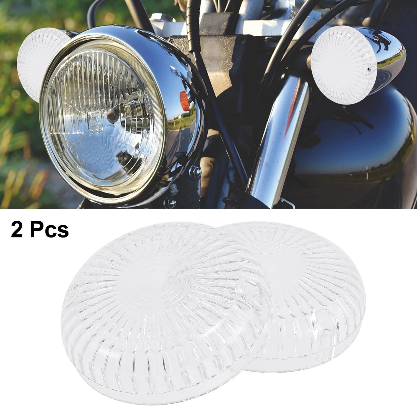 2 x White LED Turn Signals Covers Light Lens Cover for Yamaha V-Star 650 1100