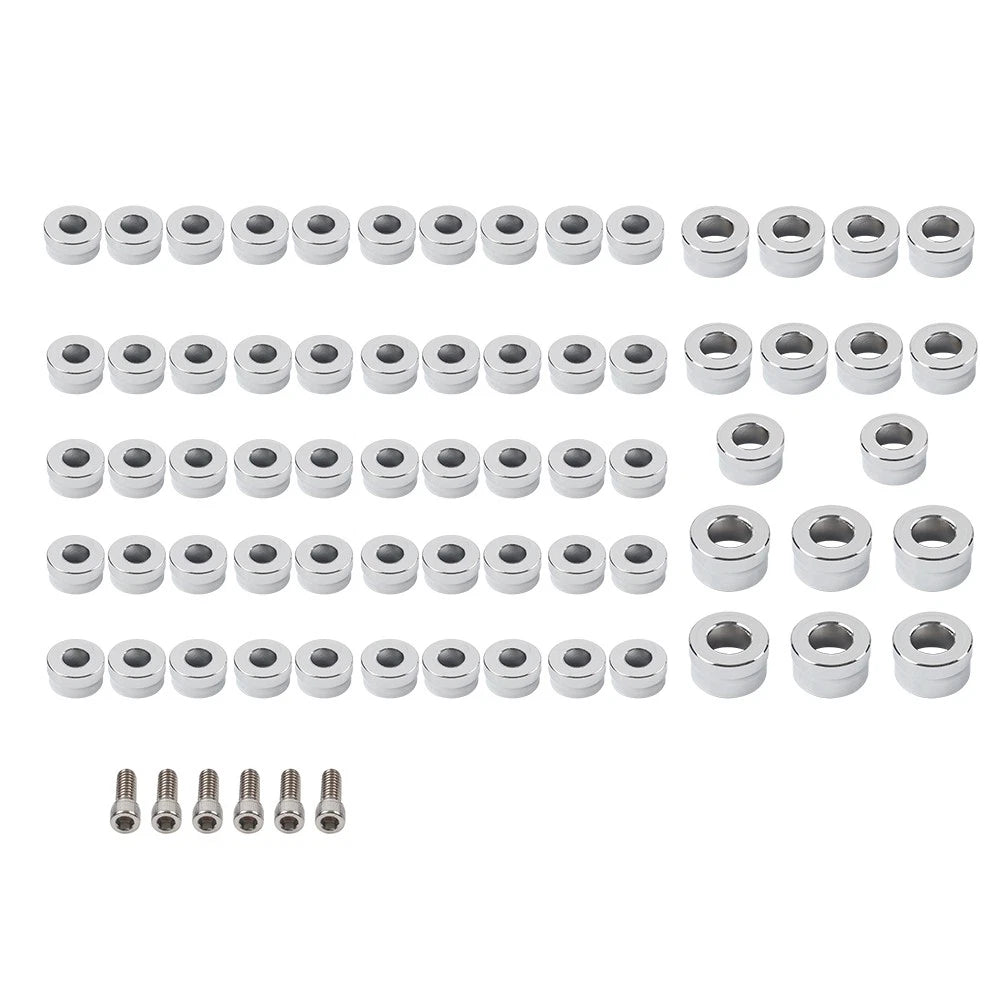 66X Chrome Engine Bolt Topper Caps for Harley Touring Road Street Glide (2009-2023)