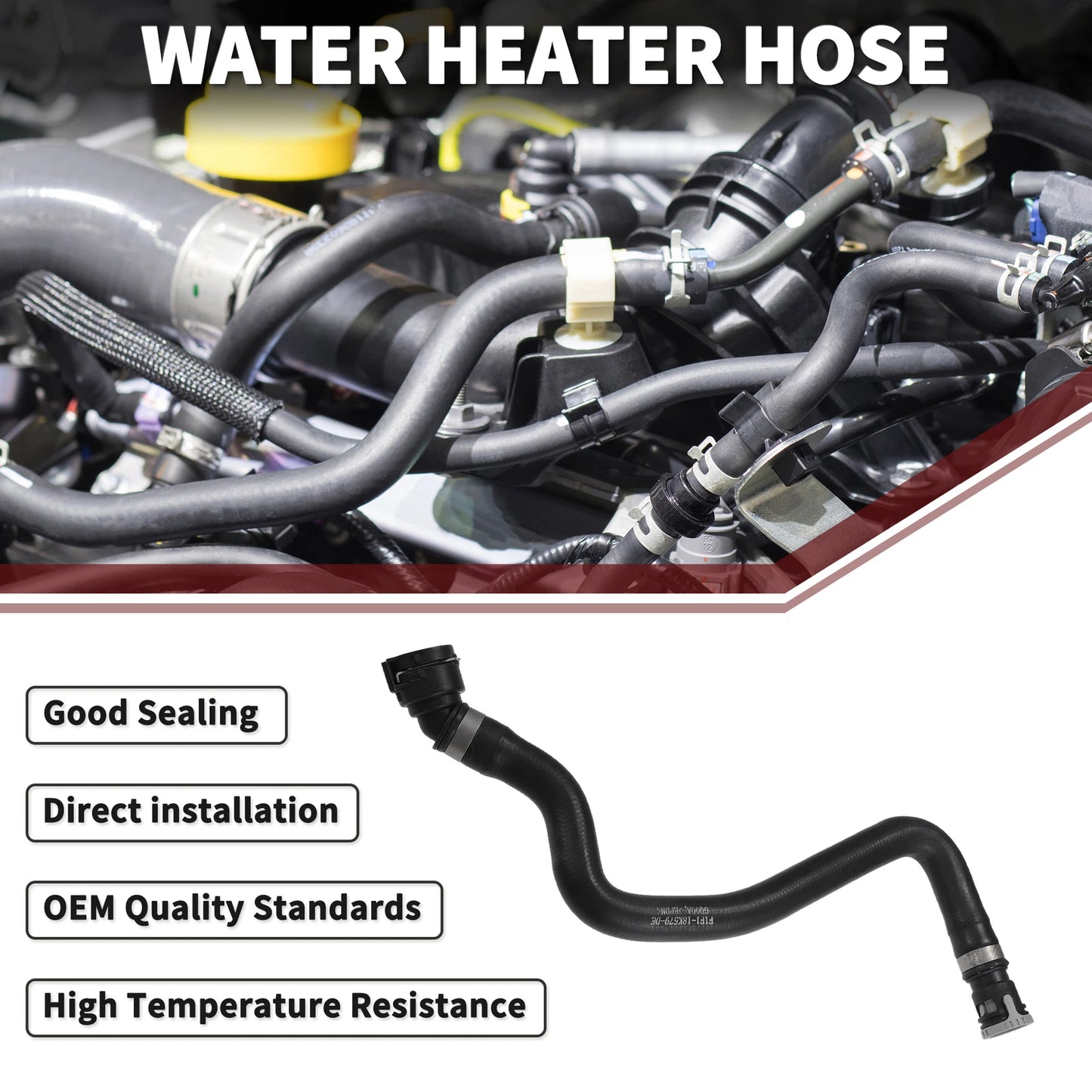 Water Heater Hose for Ford C-Max (2015-2019) - Black 1 x Piece