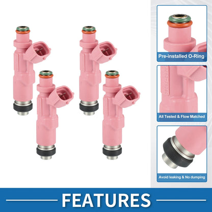 Fuel Injector 2.4L 2.7L for Toyota Tacoma (1999-2004) - 4 Pcs Pink