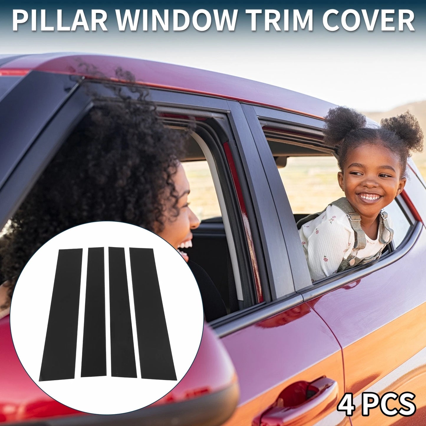 4 Pcs Door Pillar Window Trim for Toyota Sequoia (2008–2014)