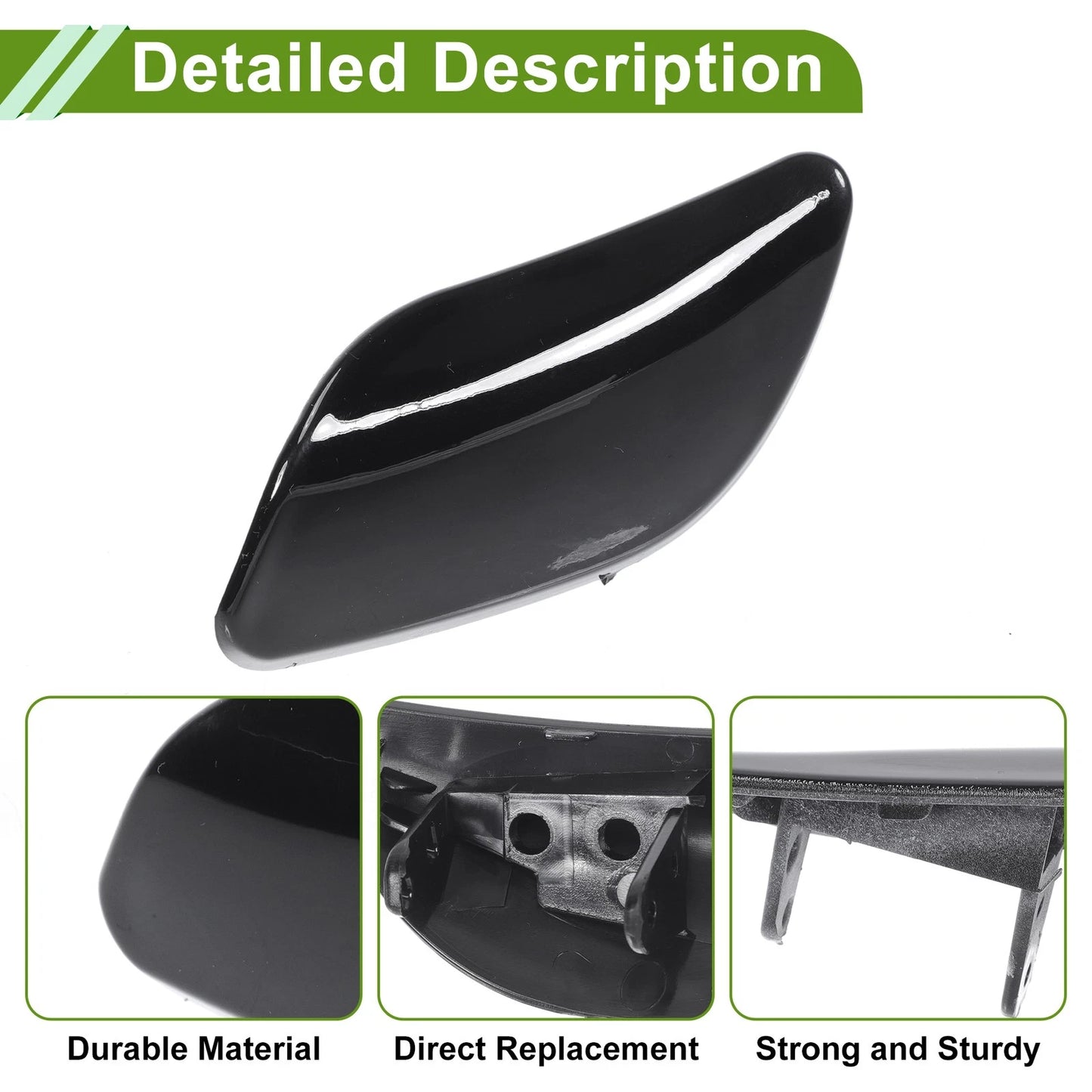 Left Washer Nozzle Cover Cap for Porsche Cayenne (2008 - 2010) Black