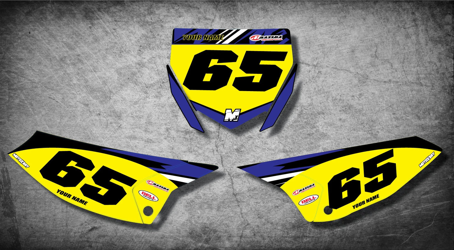 Custom Graphics for Yamaha YZ 65 Digger Style Number Plate Stickers