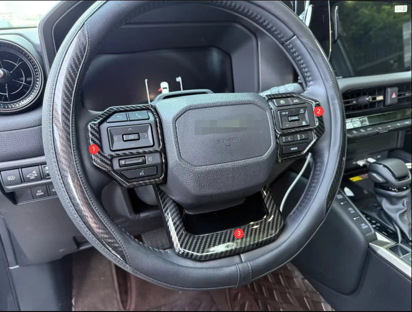 Carbon Fiber Style 3 x Steering Wheel Cover Trim for Toyota Prado LC250 (2024-2025)