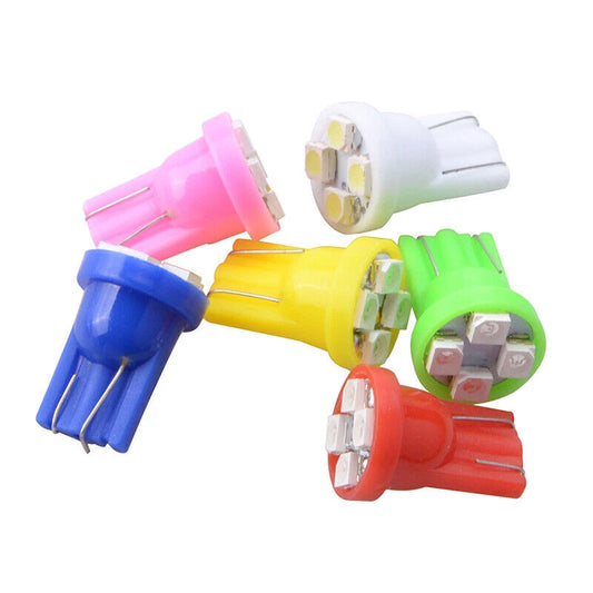 12pc Ultra 4 LED T10 W5W Bulb Side Light for Car (Pink)