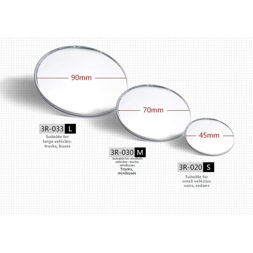 Wide Angle Blind Spot Mirror / 3 Sizes for Trucks Buses Vans Rearview