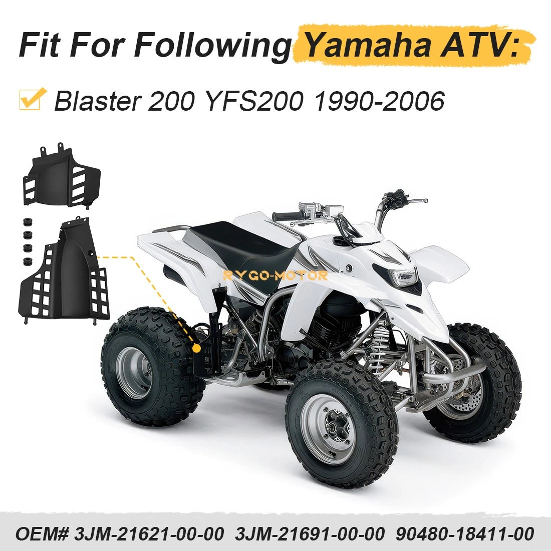 Heel Guards Rear Fender Splash Flaps for Yamaha Blaster 200 YFS200 (1990-2006)