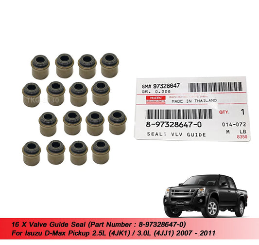 16 x Valve Guide Seals for Isuzu Dmax 4JK1 4JJ1 (2007-2011)