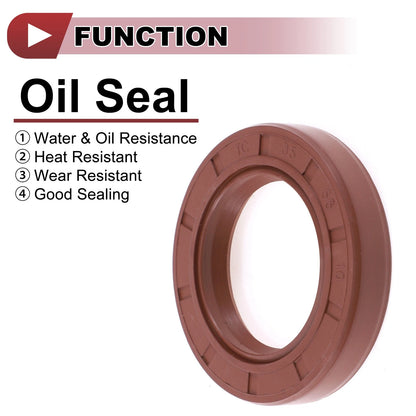 2 x Oil Seal Rotary Shaft Seal FKM Rubber 35x56x10mm Brown