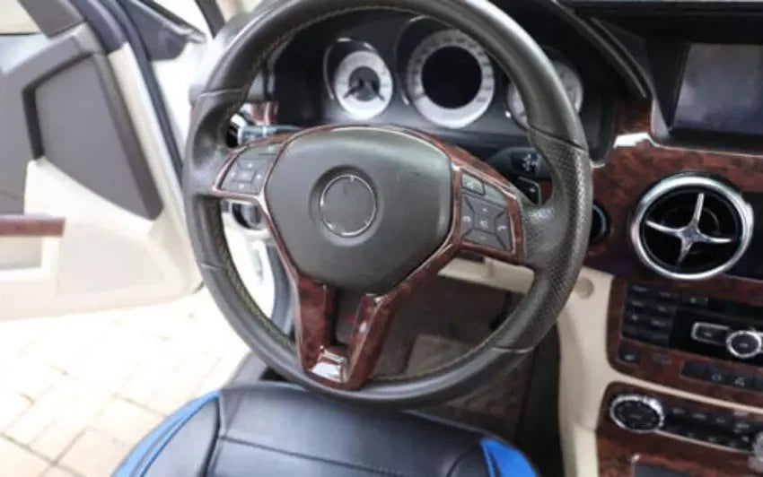 Agate Wood Grain Steering Wheel Control Frame for Mercedes GLK (2013–2015)