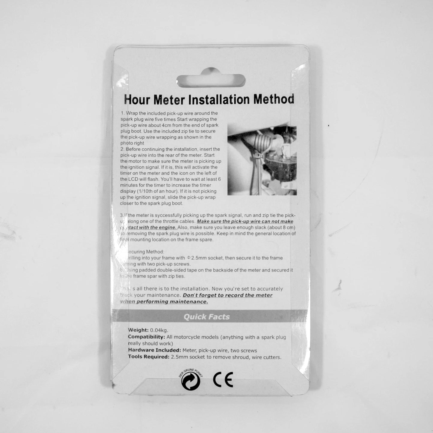 Inductive Waterproof Hour Meter for BLACK ATV Motorcycle Dirt Bike Sk Engine