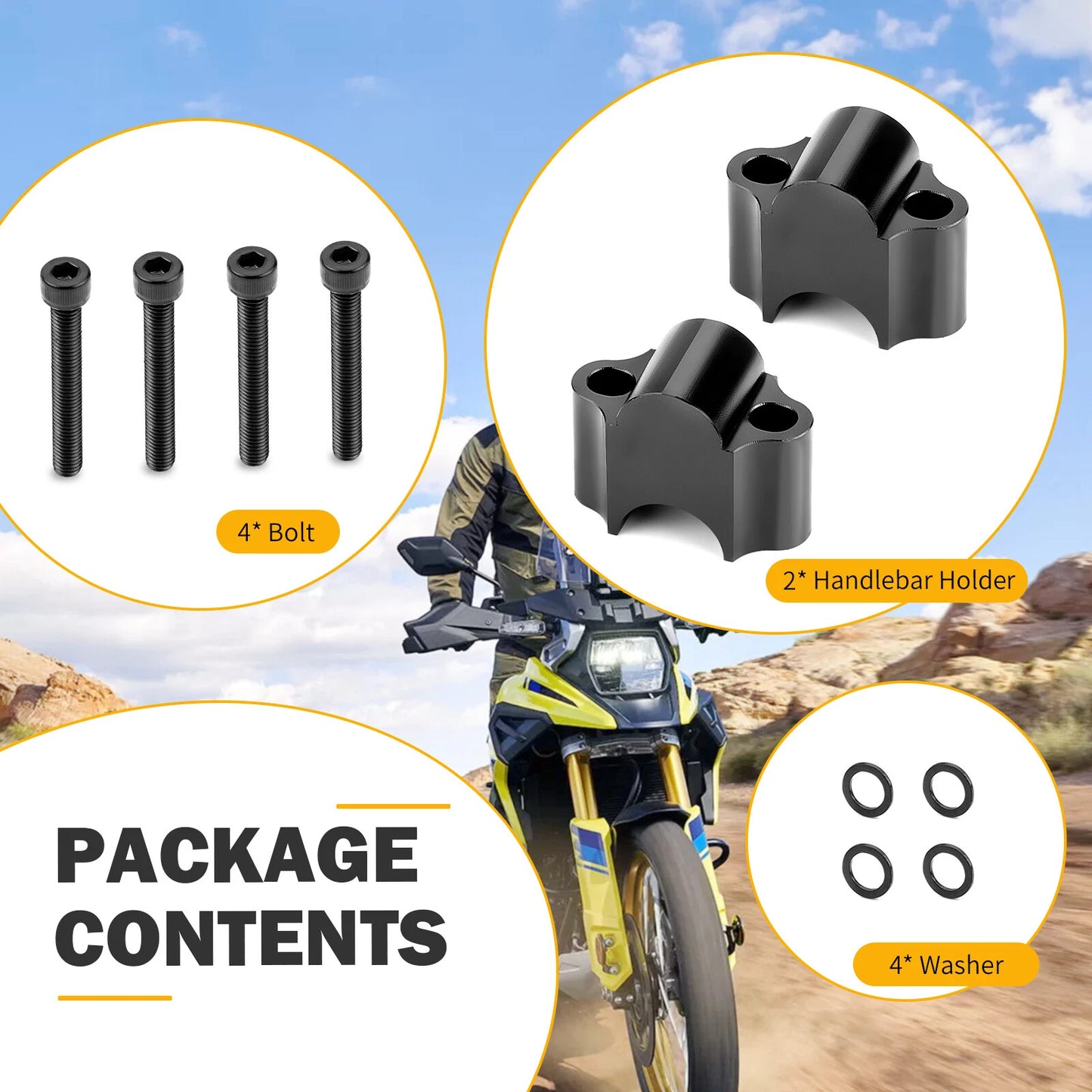 Handlebar Risers 7/8 Bar Clamp Kit for ATV Dirt Bike Honda Yamaha (2000–2024)