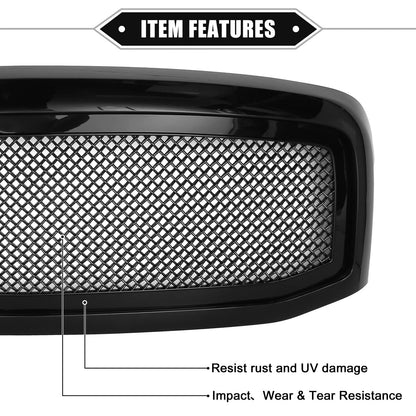 Front Grille Assembly for Dodge Ram 3500 (2006 - 2009) Gloss Black